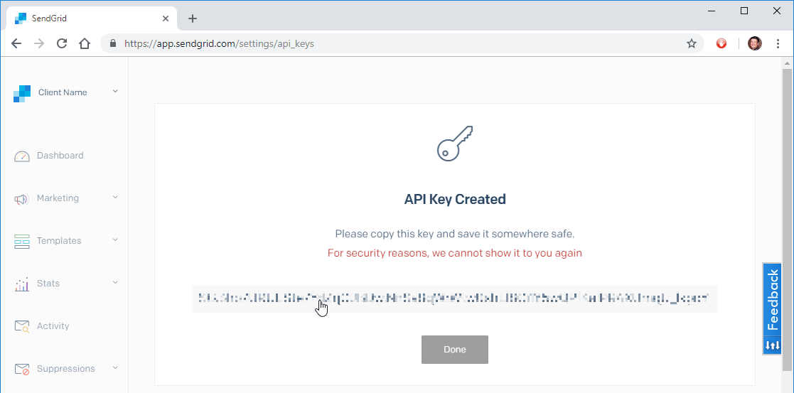 SendGrid API Created